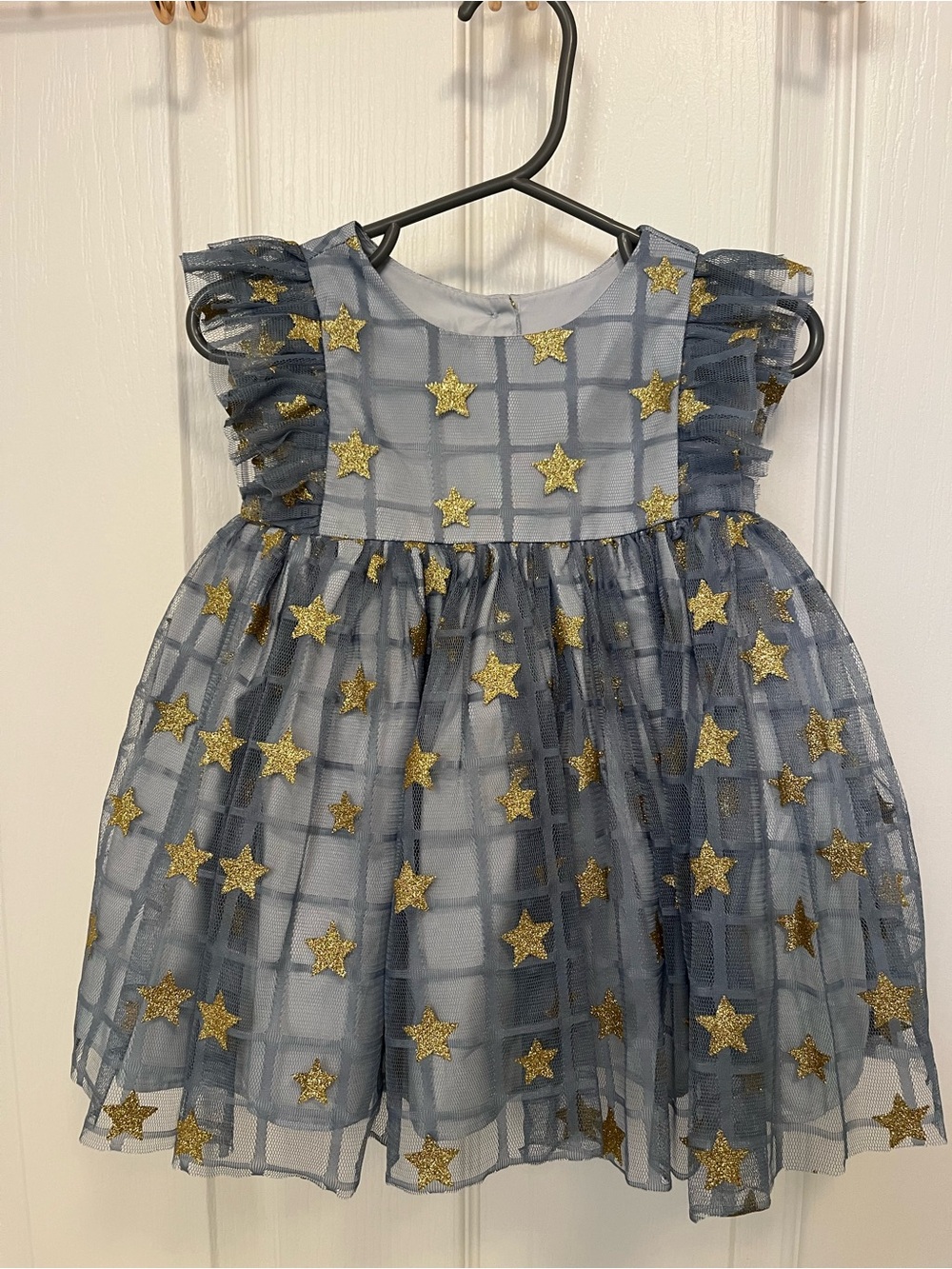 Pippa & Julie Light Blue Tulle Dress with Gold Stars